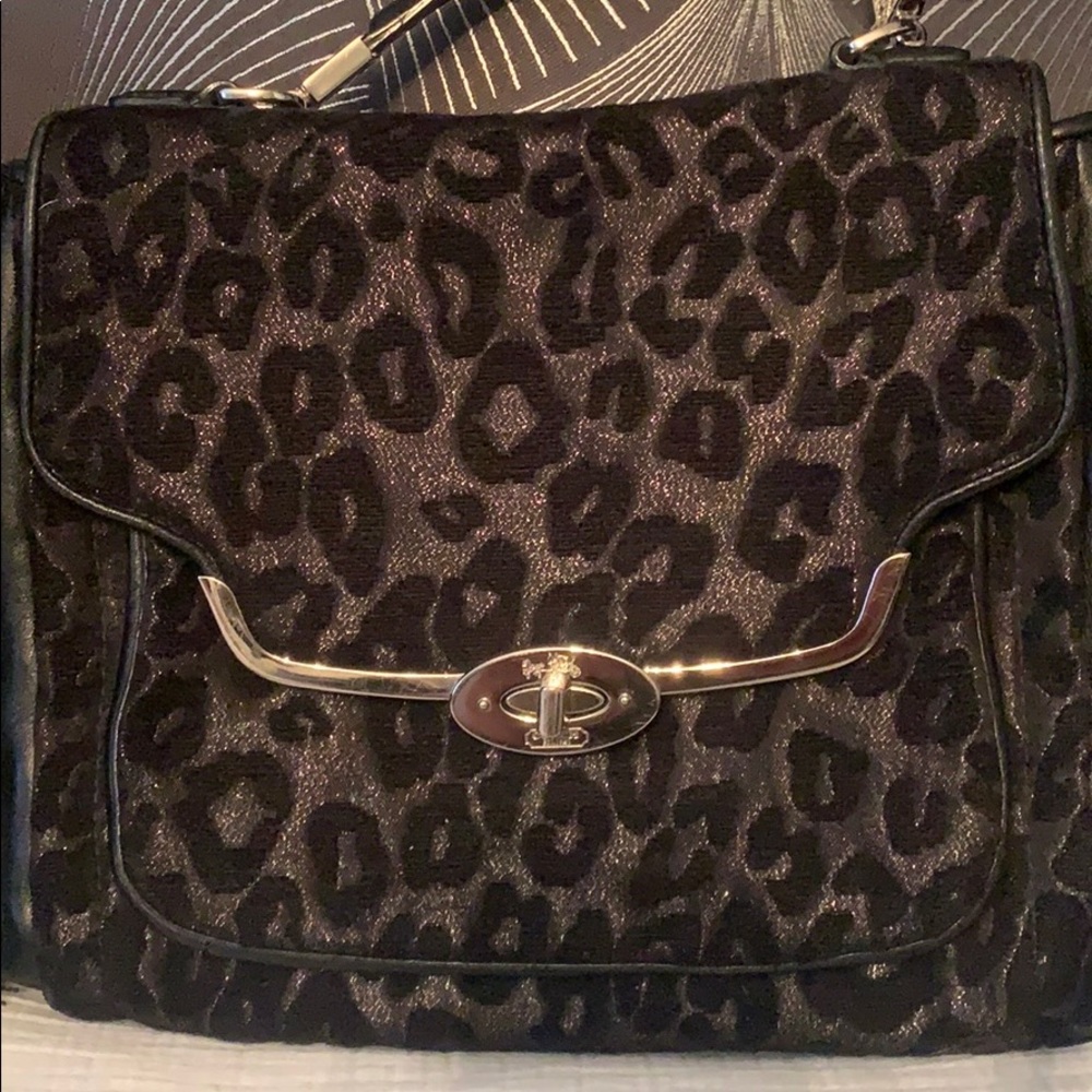 Coach Black/silver Leopard print purse